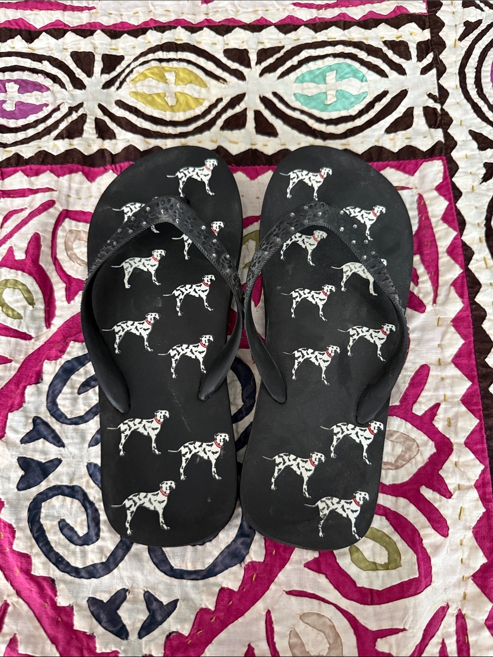 Stuart Weitzman Black Dalmatian Print Sandals